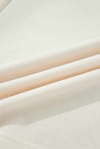 White Solid Color Cute Bow Detail Loose Hoodie