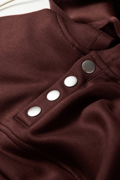 Chicory Coffee Button Drawstring Cropped Hoodie Jogger 2pcs Set