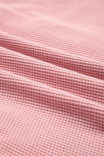 Pink Waffle Patch Pocket Plaid Patchwork Plus Size Shirt