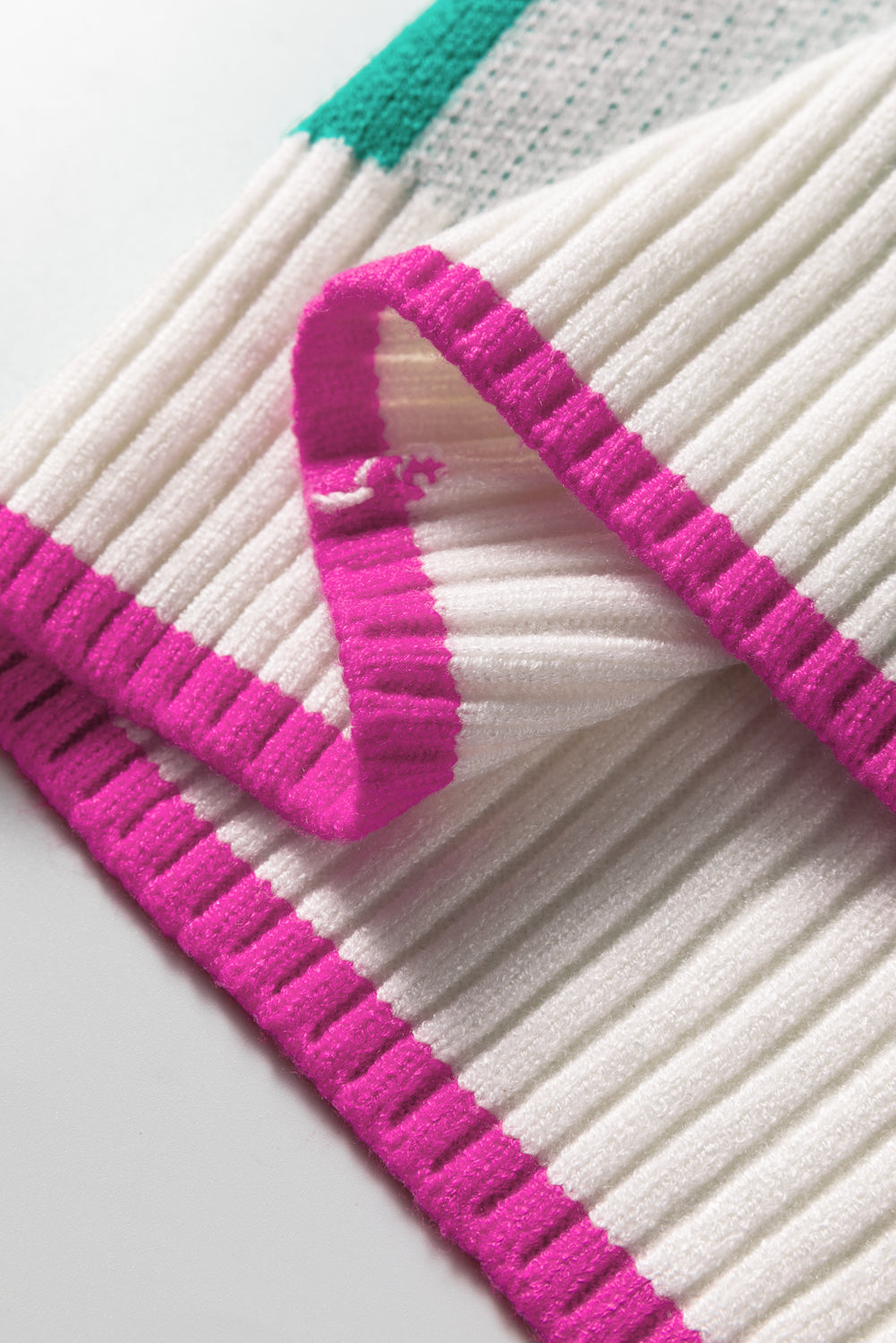 Sea Green Plaid Heart Knit V Neck Button Down Sweater Cardigan