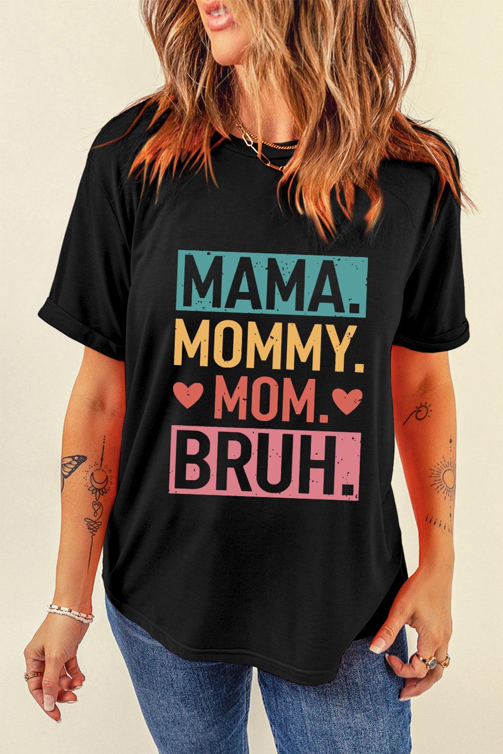 Black MAMA MOMMY MOM BRUH Graphic Tee - L & M Kee, LLC