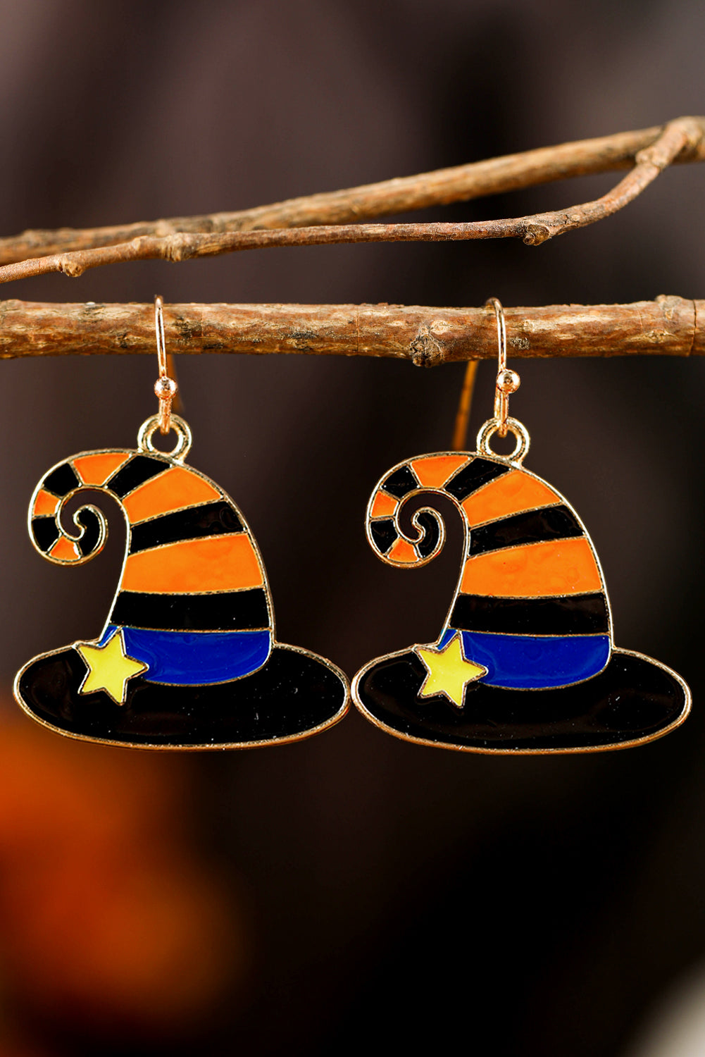 Carrot Star Witch Hat Halloween Hook Earrings