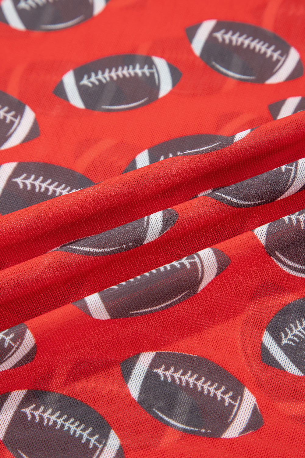 Brown Game Day Rugby Mesh Sheer Long Sleeve Top