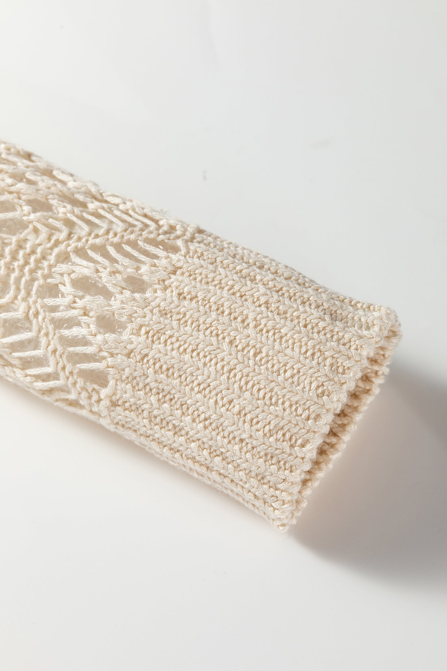 Beau Blue Solid V Neck Pointelle Knit Sleeve Patchwork Sweater