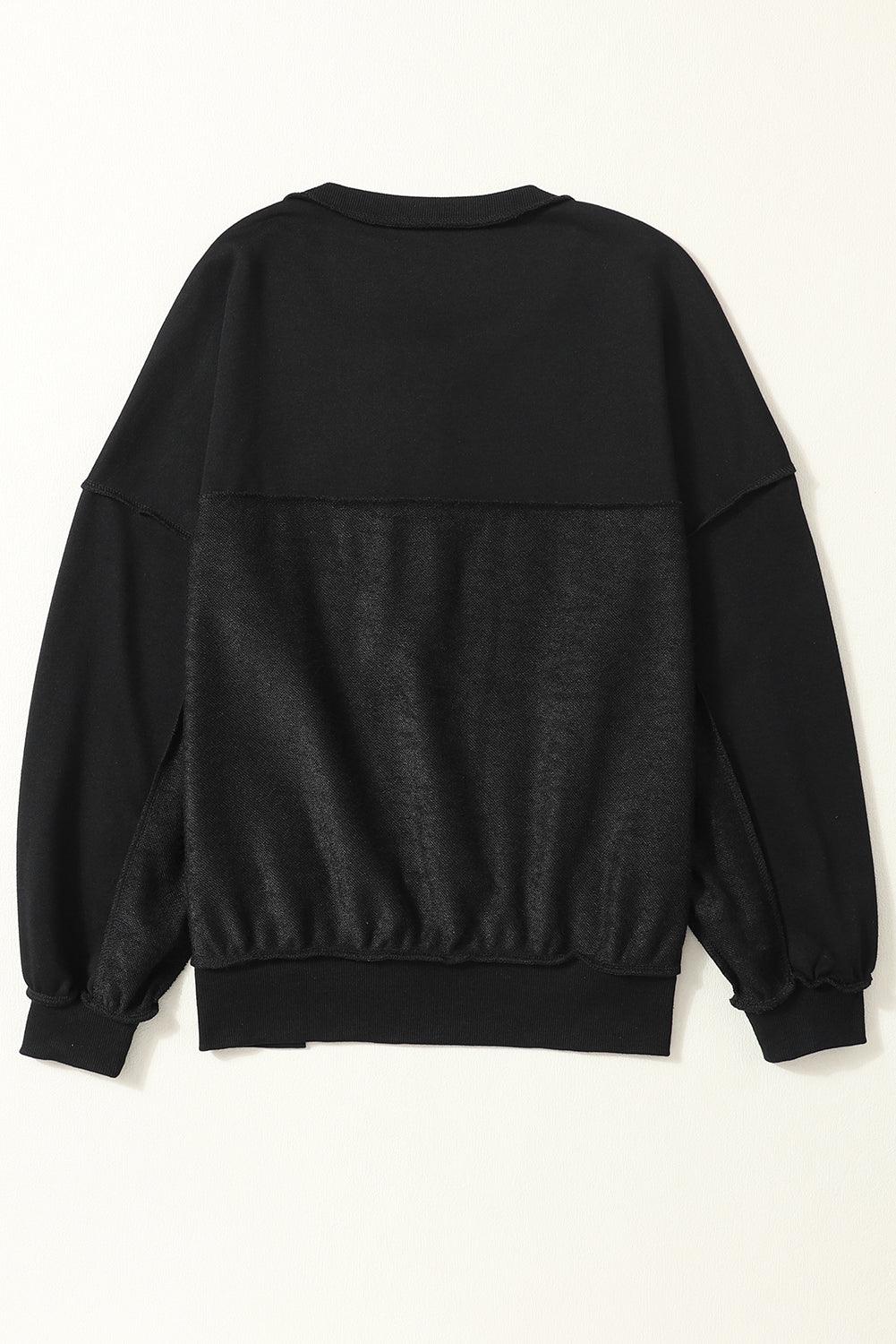 Drop Shoulder Henley Buttons Sweatshirt - L & M Kee, LLC