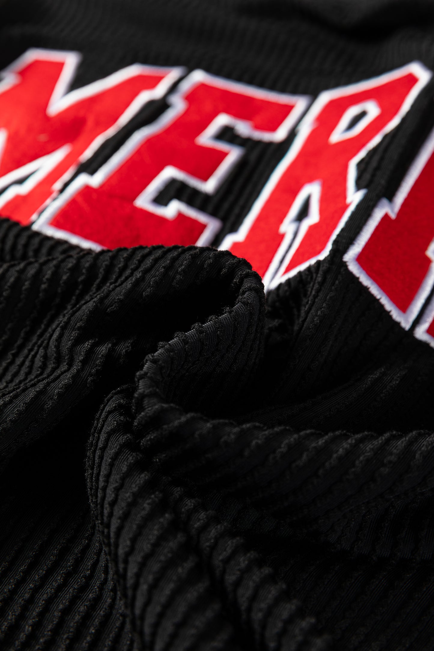 Racing Red Twisted Rib Outlined Merry Letter Graphic Loose Long Sleeve Top