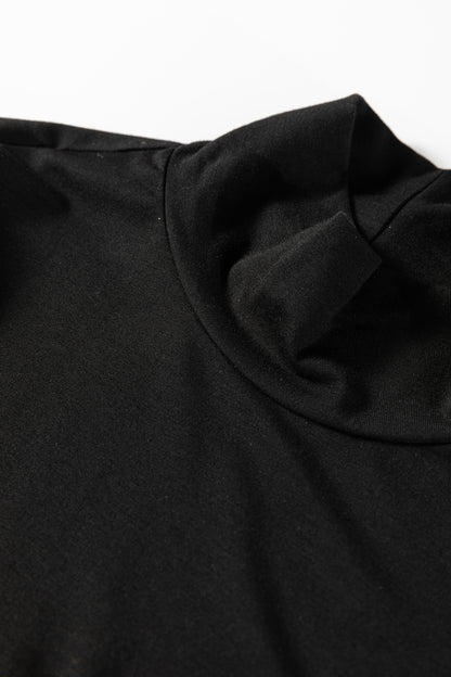 Coffee Slim Fit High Neck Long Sleeve Basic Top