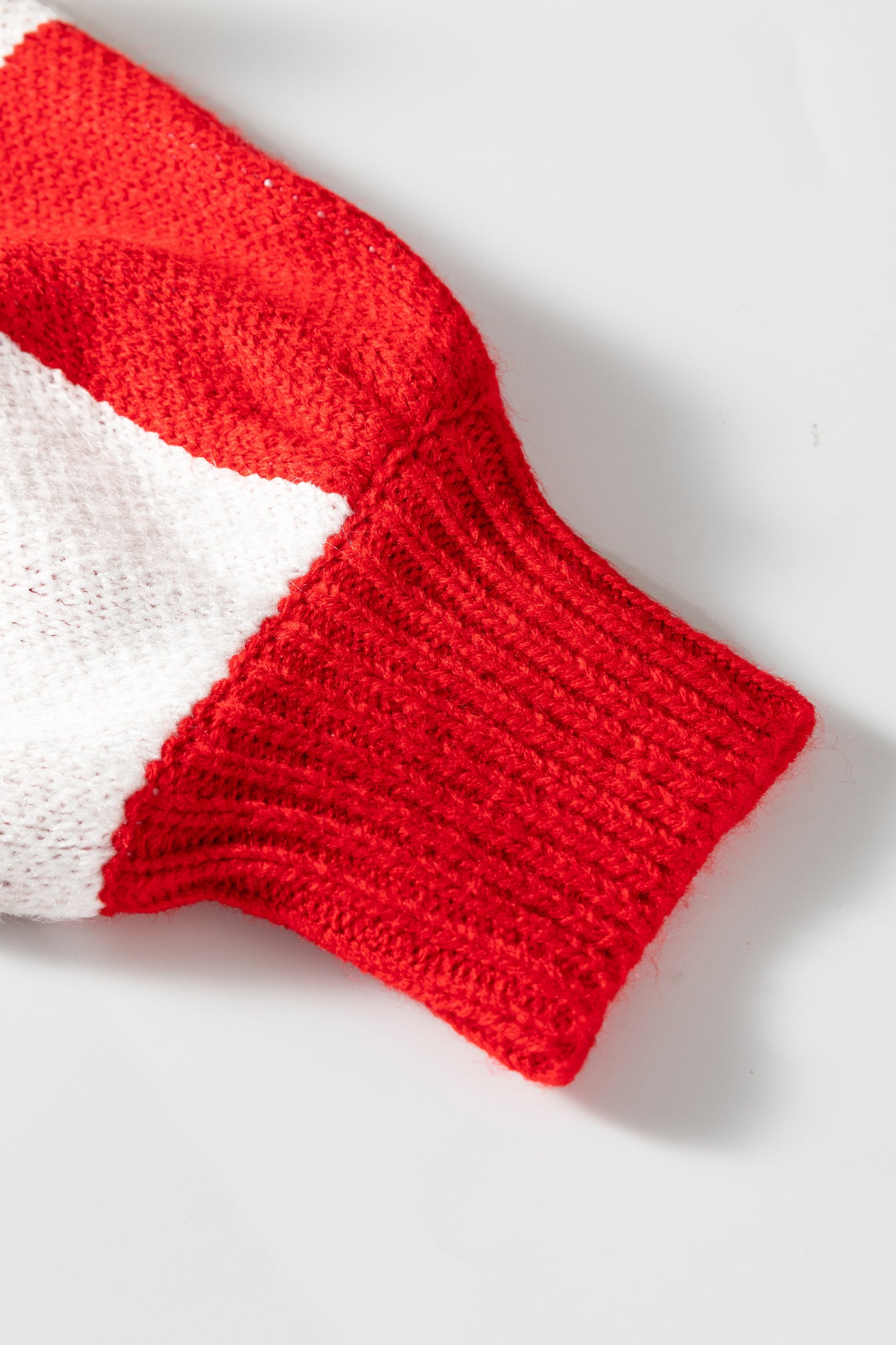 Fiery Red Checkered Bishop Sleeve Sweater