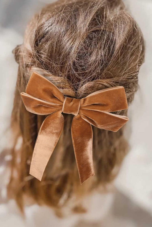 Brown Velvet Bowknot Frenchy Girl Fashion Hair Clip - L & M Kee, LLC