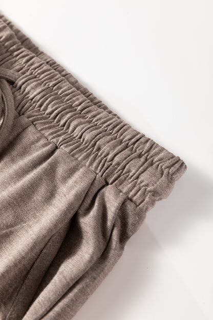 Jungle Green Ruffled Wide Leg Pull On High Waist Pants with Pockets