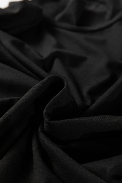 Coffee Slim Fit High Neck Long Sleeve Basic Top