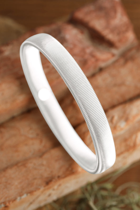 White Stretchy Metal Wide Bangle