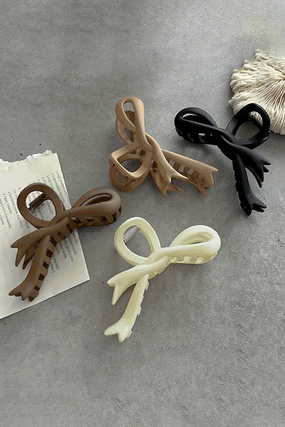 Beige Bowknot Large Hair Claw Clip - L & M Kee, LLC