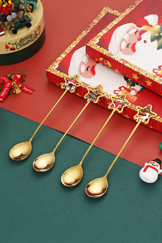 Fiery Red Christmas Pendant Star Shape Alloy Soup Ladle