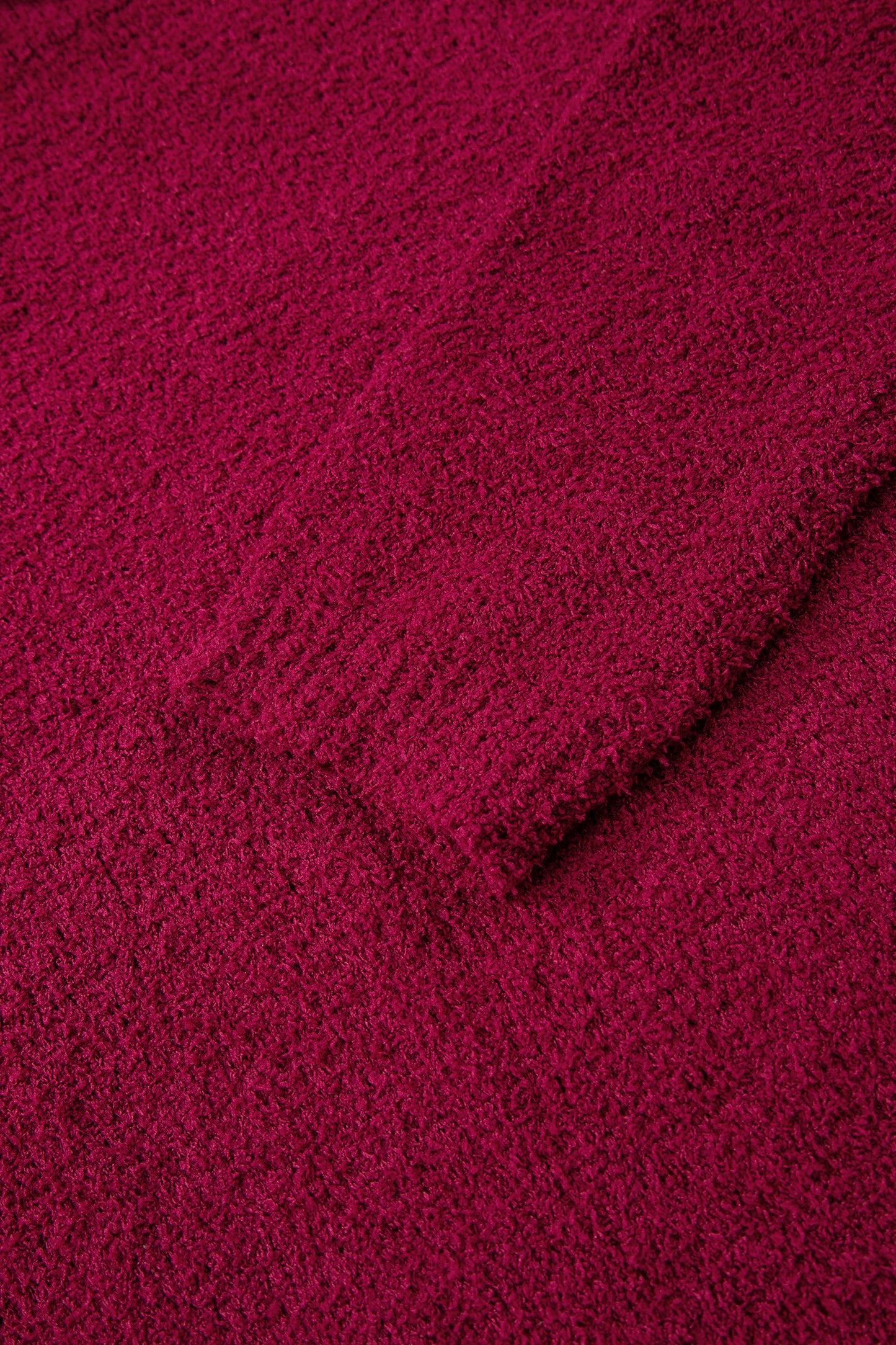 Burgundy Popcorn Mock Neck Solid Sweater