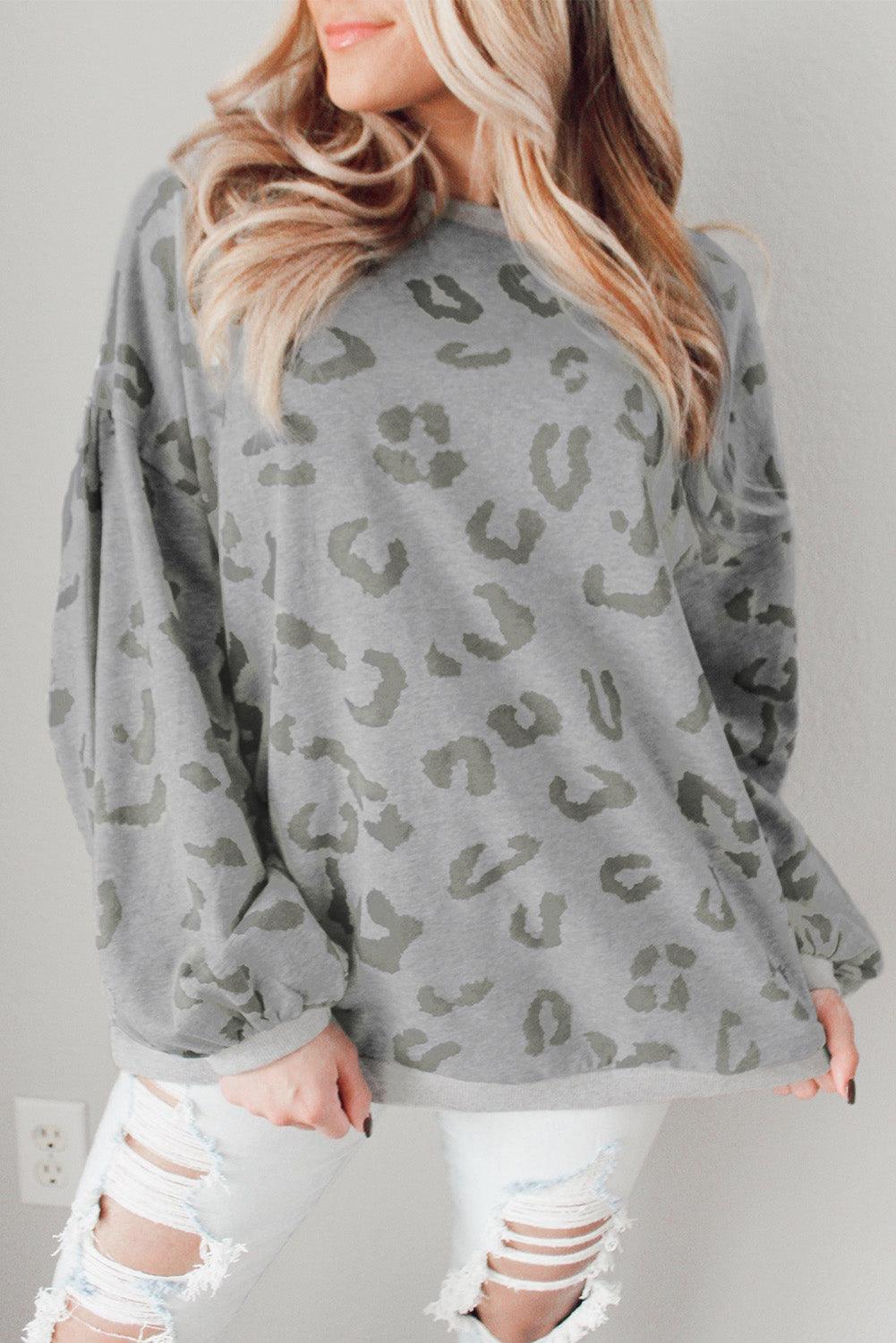 Animal Print Drop Shoulder Loose Sleeve Casual Top - L & M Kee, LLC