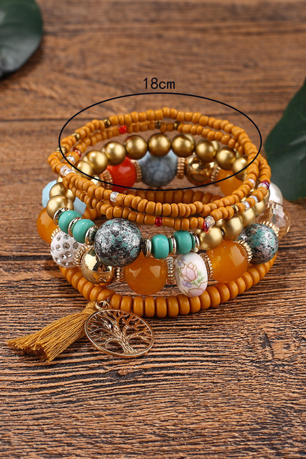 Chestnut 5pcs Boho Beaded Turquoise Bracelets Set