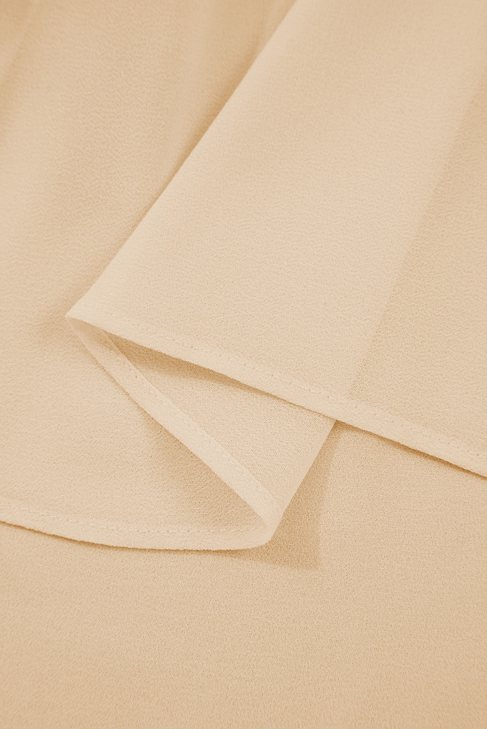 Parchment Pleated Ruffle Long Sleeve Chiffon Blouse