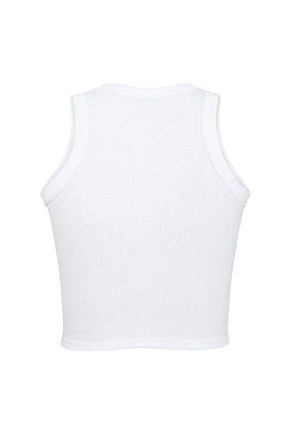 White Fashion Bodycon Tight Ribbed Tank Top - L & M Kee, LLC