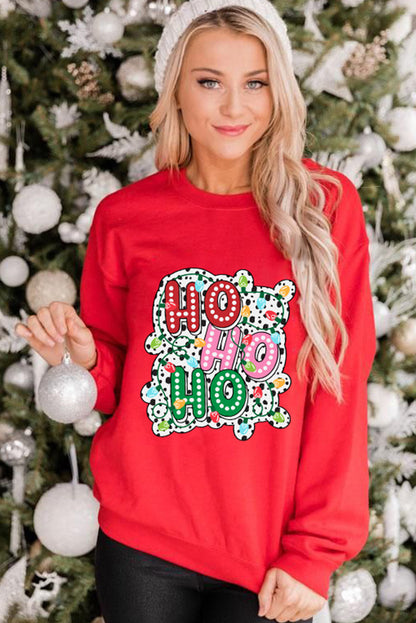 Red Christmas Colorful Lights HOHOHO Graphic Sweatshirt