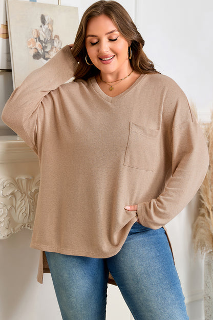 Parchment Plus Size Drop Shoulder Knit Tunic Top