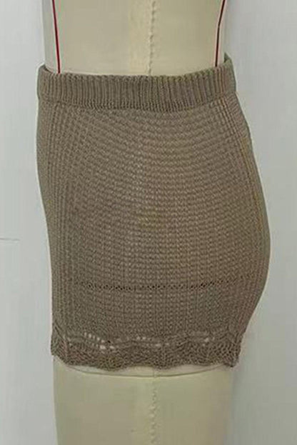 Pale Khaki Crochet Trim Knitted Beach Shorts - L & M Kee, LLC