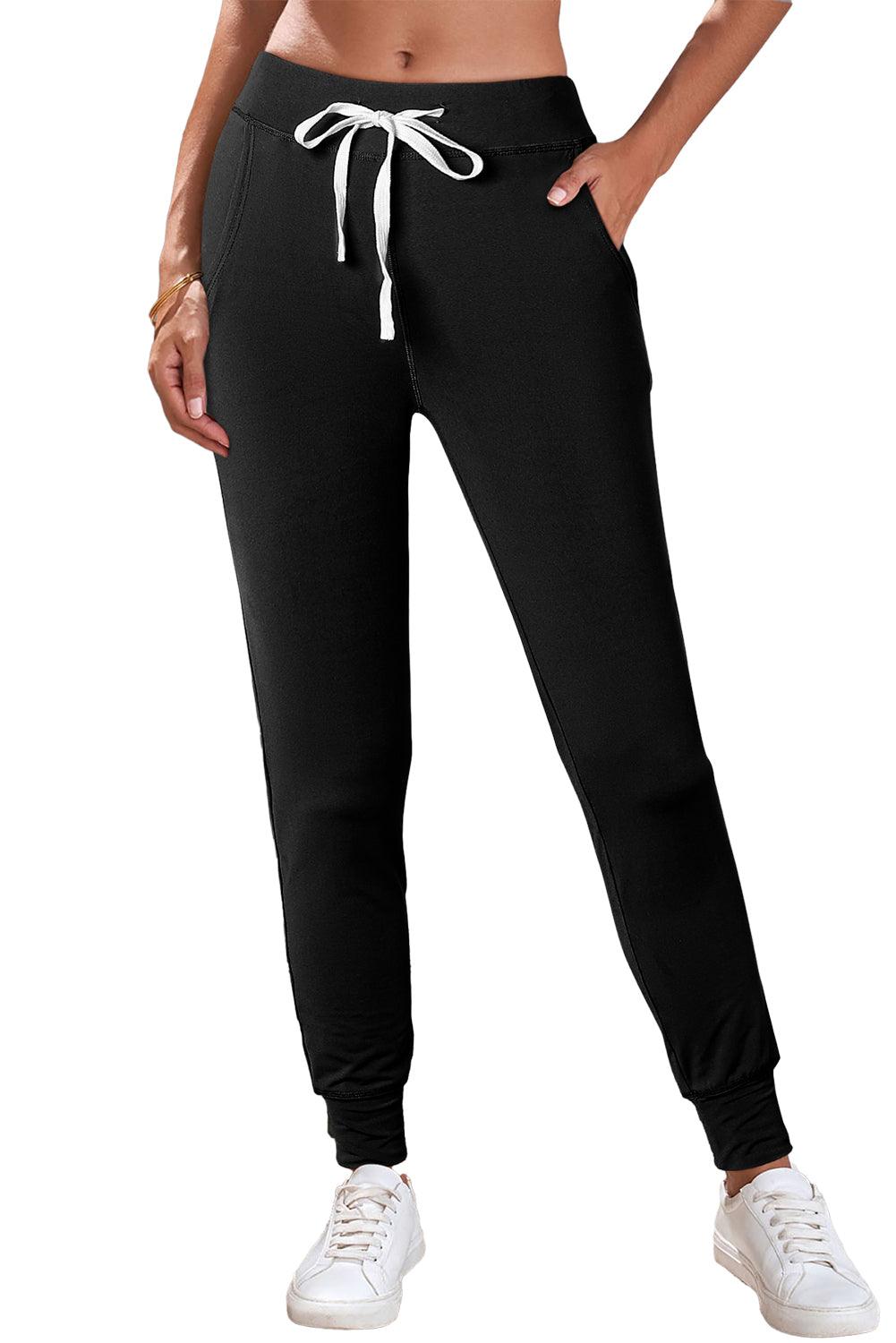 Black Drawstring Waist Pocketed Joggers - L & M Kee, LLC