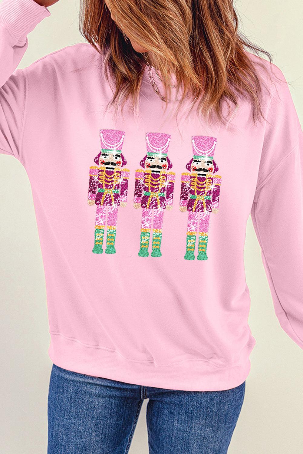 Pink Christmas Neon Nutcrackers Crewneck Sweatshirt - L & M Kee, LLC