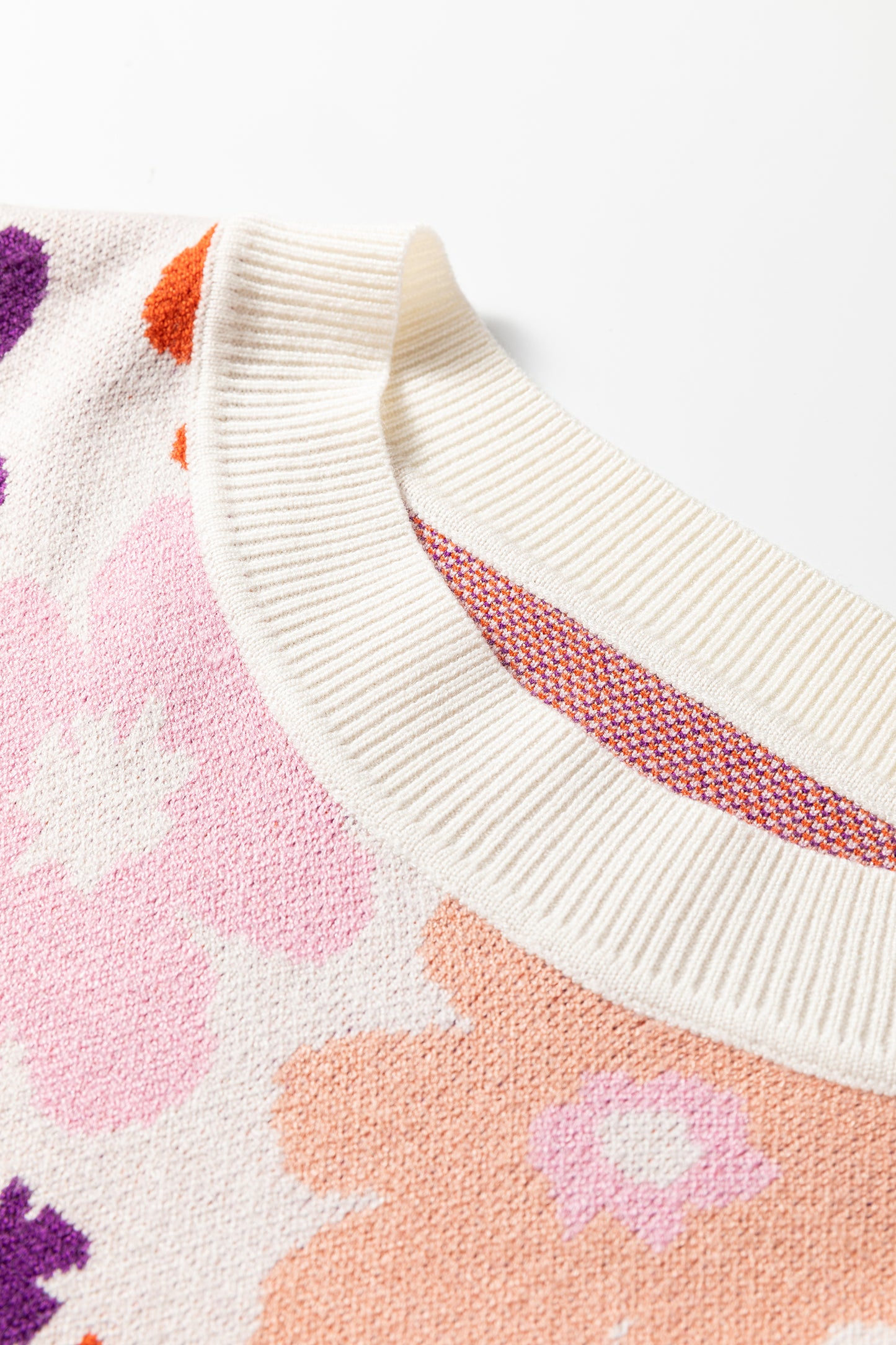 Khaki Fall Floral Pattern Drop Shoulder Sweater