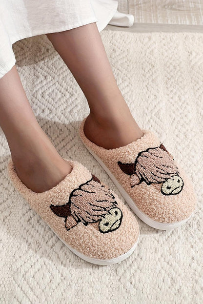 Parchment Cartoon Animal Plush Slippers - L & M Kee, LLC