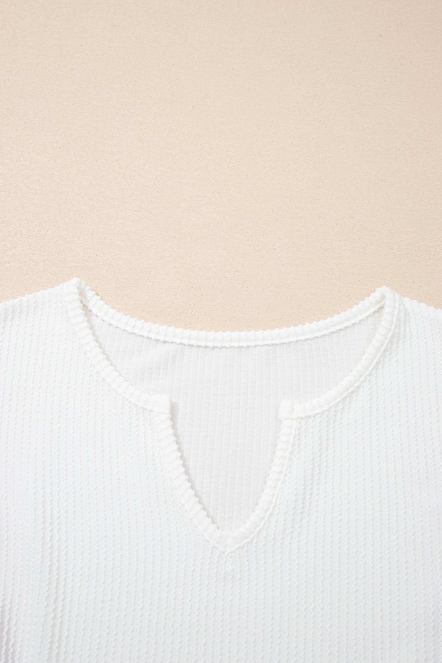 White Spiral Ribbed Raw Seam Color Block Patchwork Long Sleeve Top