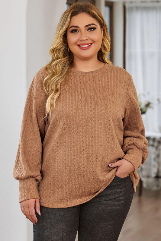 Khaki Subtle Cable Knit Plus Size Jumper - L & M Kee, LLC