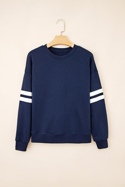 Evergreen Varsity Striped Detail Drop Shoulder Oversized Sweatshirt