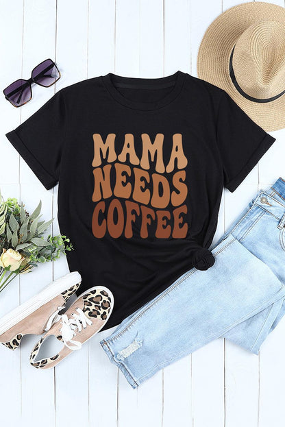 Black MAMA NEEDS COFFEE Graphic T Shirt - L & M Kee, LLC