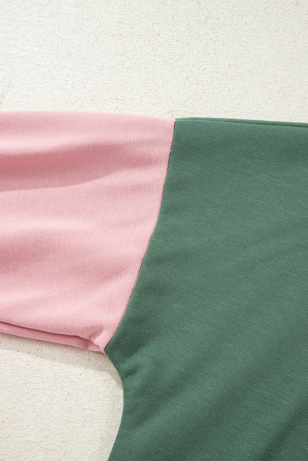 Rose Red 2pcs Color Block Pullover Loose Pant Set