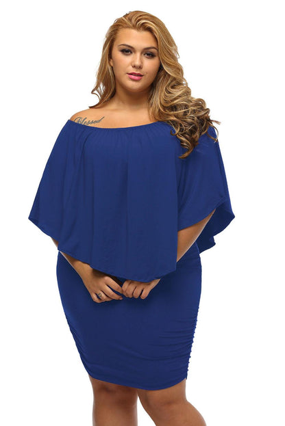 Multiple Dressing Layered Dark Blue Mini Poncho Dress - L & M Kee, LLC