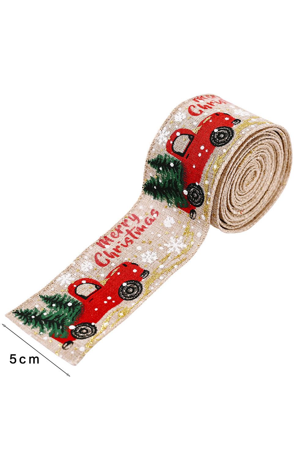 Pale Khaki Christmas Decorations Colorful Car Print Ribbon 500*5cm - L & M Kee, LLC