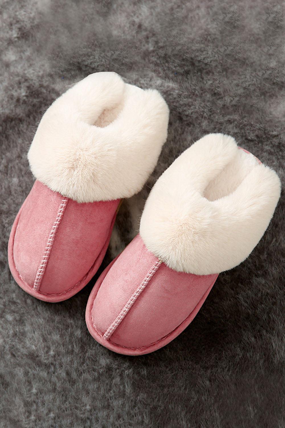 Fiery Red Cut and Sew Faux Suede Plush Lined Slippers - L & M Kee, LLC