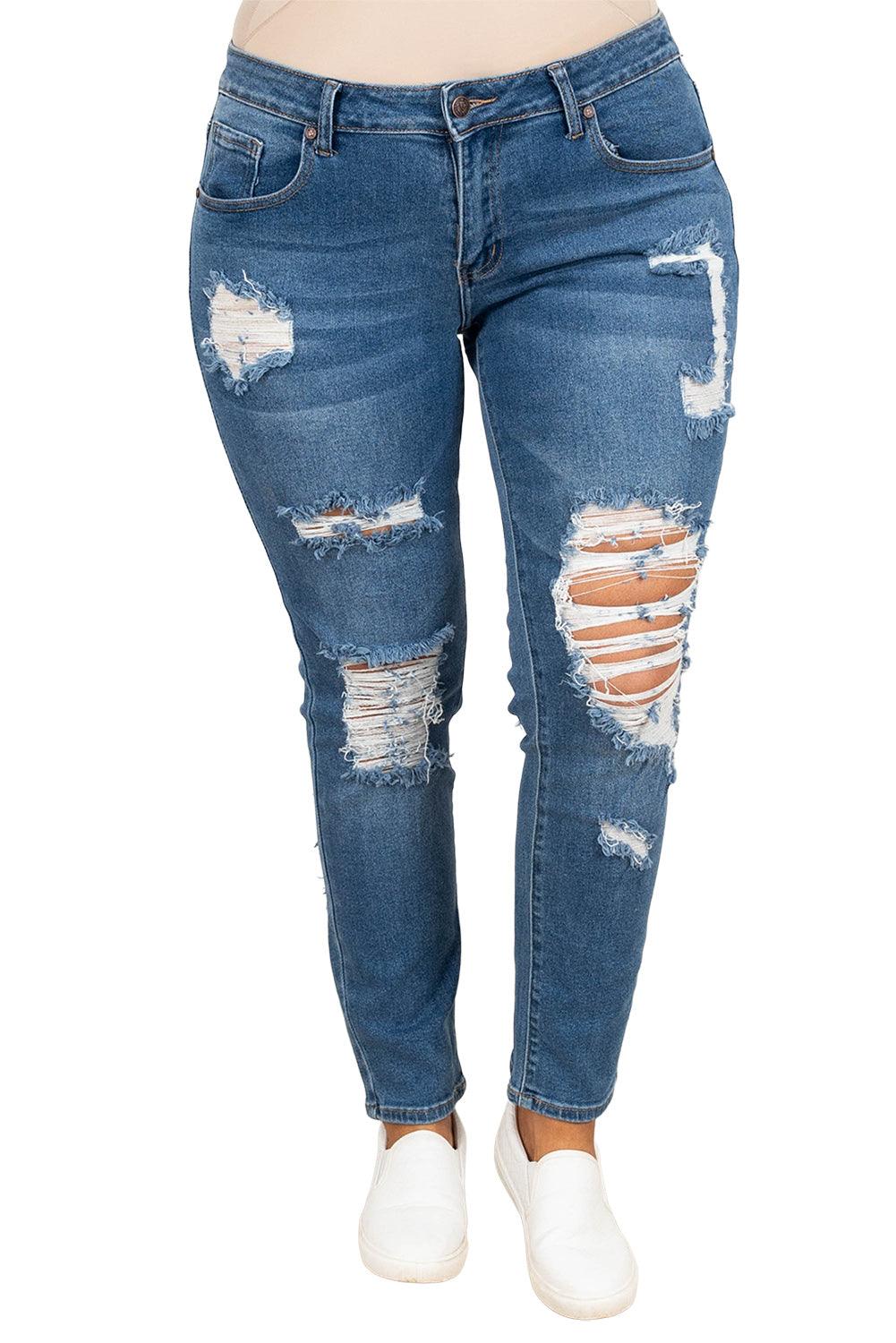 Plus Size Distressed Ripped Skinny Jeans - L & M Kee, LLC