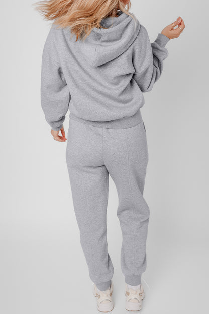 Navy Blue Solid Exposed Seams Hoodie and Joggers Activewear Set