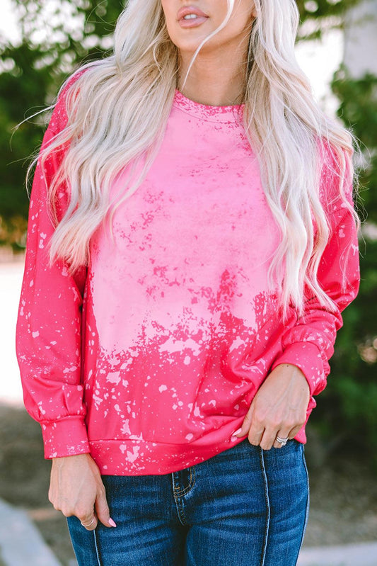 Rose Tie Dye Long Sleeve Pullover Sweatshirt - L & M Kee, LLC