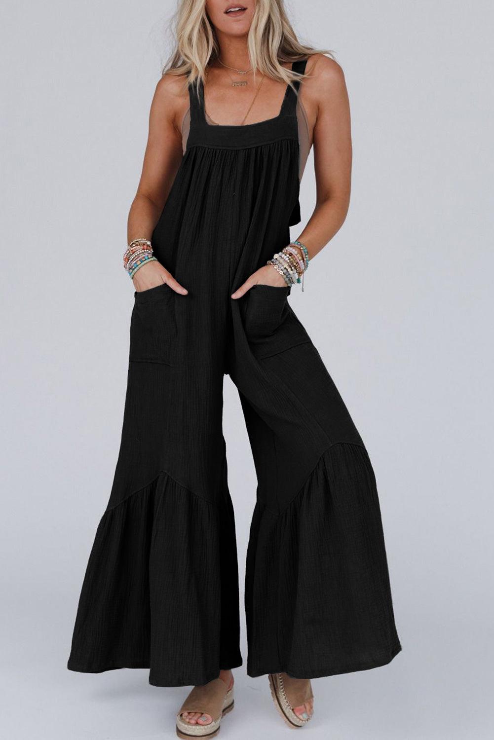 Wide Leg Ruffle Jumpsuit - L & M Kee, LLC