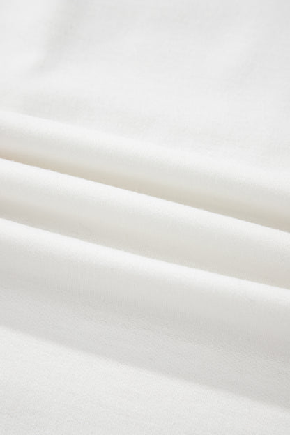 White Exposed Seam Rainbow Stripe Color Block V Neck Loose Long Sleeve Top