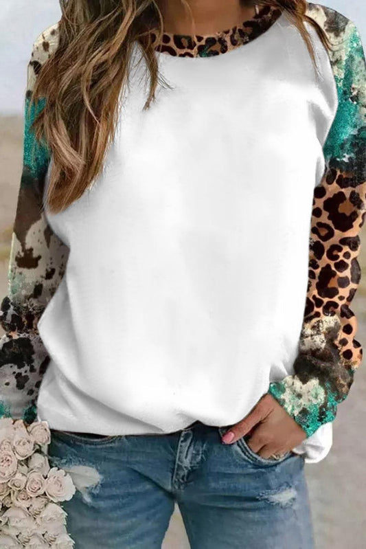 Multicolor Western Tie Dye Mix Animal Print Long Sleeve Top - L & M Kee, LLC