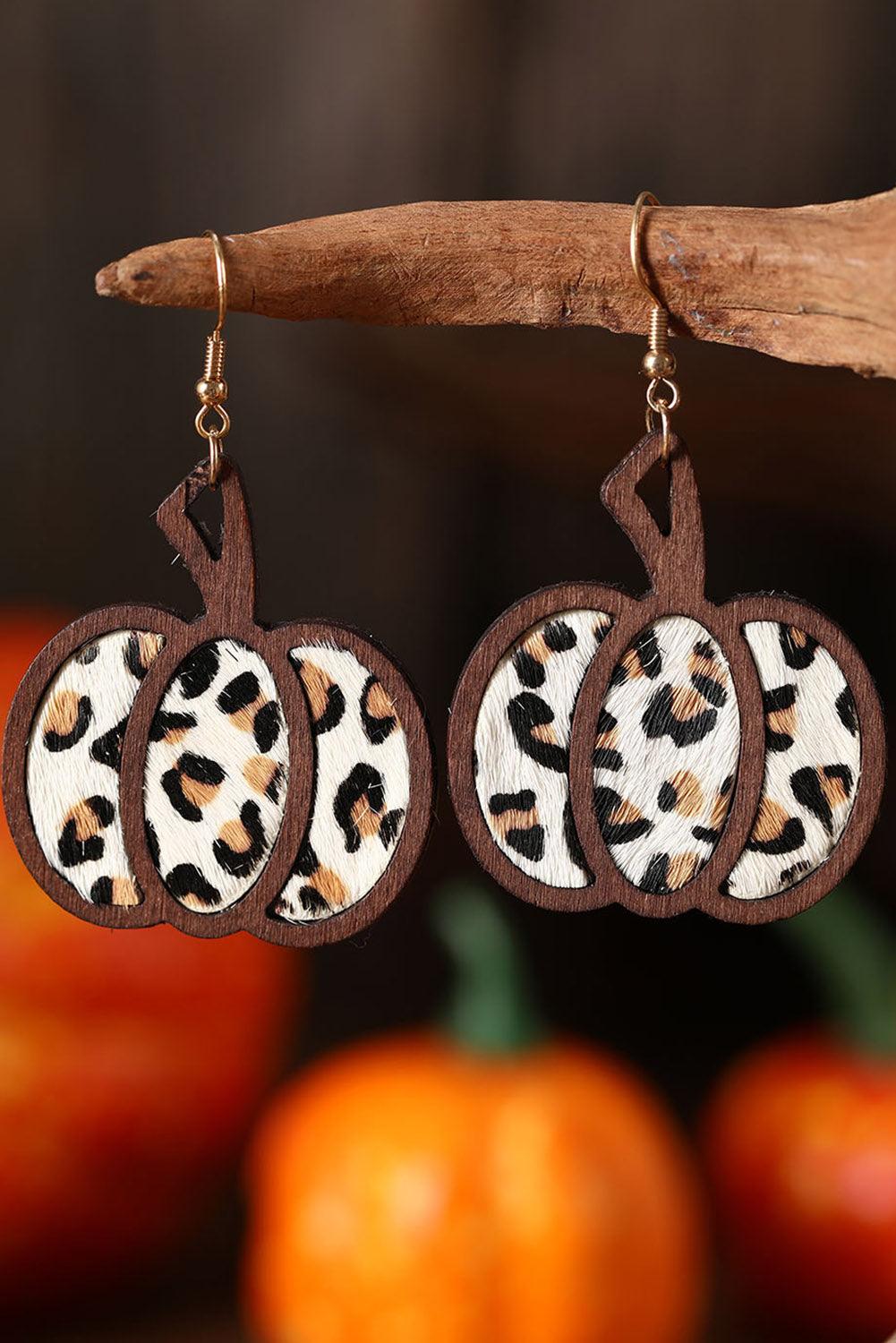 Multicolour Animal Print Pumpkin Shape Drop Earrings - L & M Kee, LLC
