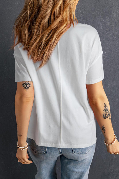 White Star Patchwork Loose T-shirt - L & M Kee, LLC