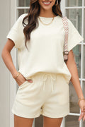 Apricot Textured Short Sleeve Top and Shorts Set