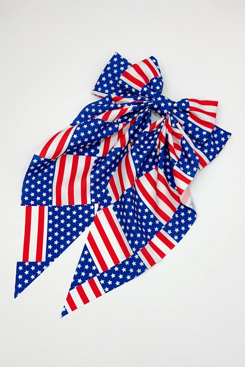 Dark Blue American Flag Large Bow Knot Hair Clip - L & M Kee, LLC