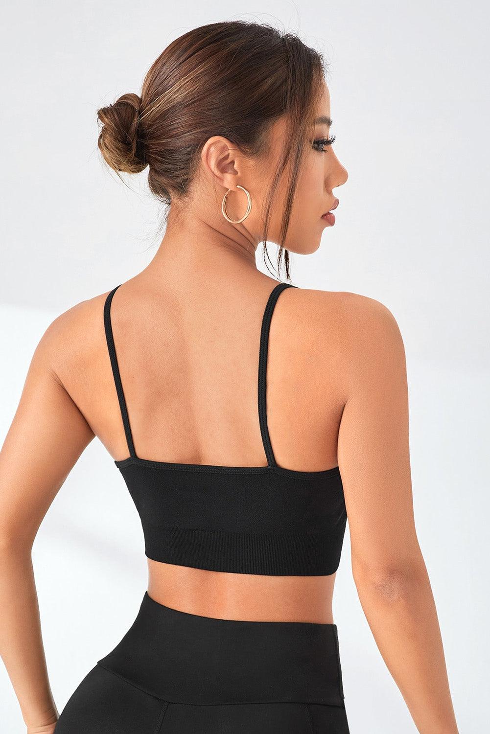 Black Caged Cami Active Crop Top - L & M Kee, LLC