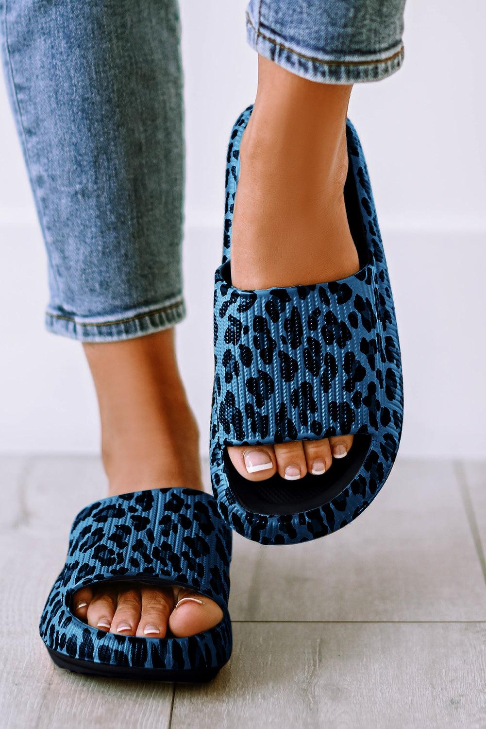 Black Print Thick Sole Slip On Slippers - L & M Kee, LLC